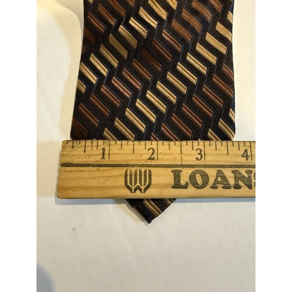 Ermenegildo Zegna Silk Tie Black Gold Made in Italy Mens‎ Elegant Formal Necktie